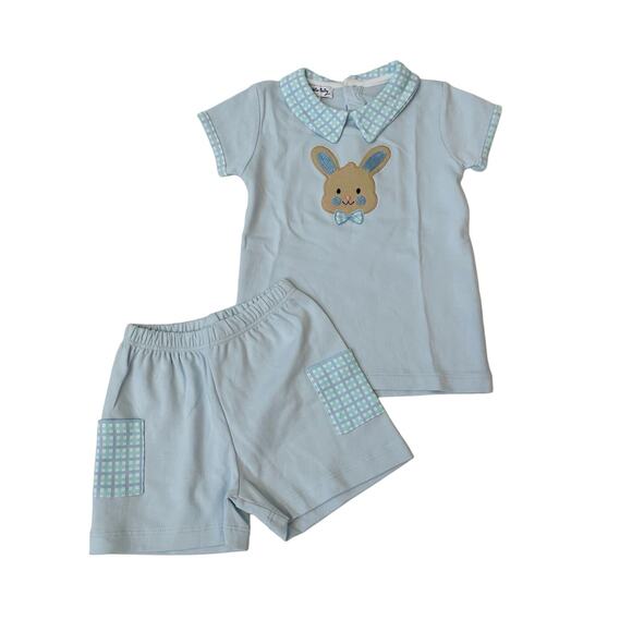 NWT (Please Read) Magnolia Baby Size 4 Happy Bunny Collar Short Set - Picture 1 of 7